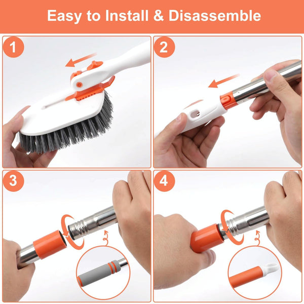 Shower Cleaning Brush With 52 Inch Adjustable Handle Tub Tile Scrubber Brush, Spec: Set 4