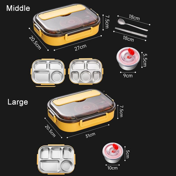 304 Stainless Steel Double-Layer Large-Capacity Portable Lunch Box, Color: Ink Pink(Medium 5 Grids)