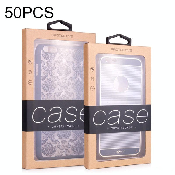 50 PCS Kraft Paper Phone Case Leather Case Packaging Box, Size: S 4.7 Inch(Black)