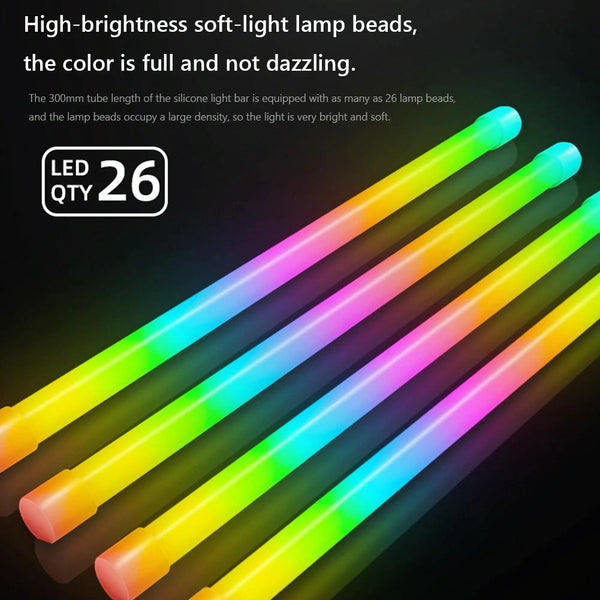 COOLMOON Y360 Round Tube Multi-interface ARGB Chassis Light Bar Computer Decorative Silicone LED Lamp Strip
