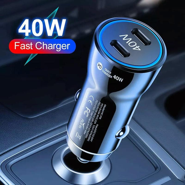 40W Dual PD Car 2 in 1 Fast Charger Car Cigarette Lighter (White)