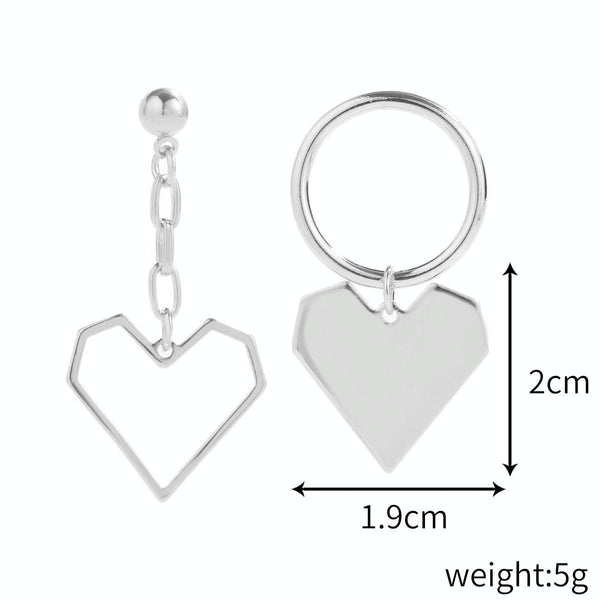 E2112-10 White K Asymmetric Love Love Silver Needle Earrings Simple Earrings