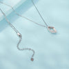 S925 Sterling Silver Platinum Plated Square Geometric Sparkling Necklace(SCN517)