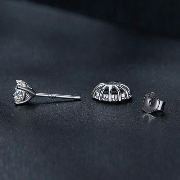 MSE010 Sterling Silver S925 Round Moissanite Detachable Stud Earrings