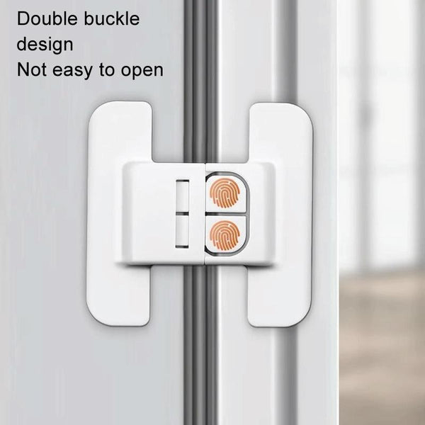 10pcs Refrigerator Door Anti-opening Snap Kids Anti-opening Drawer Fixed Buckle Self-adhesive Double Buckle Safety Lock(White)