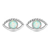 SCE1540 Sterling Silver S925 Opal Hollow Devil Eye Stud Earrings