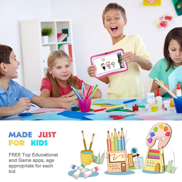 Kids Education Tablet PC, 7.0 inch, 1GB+8GB, Android 4.4.2 Allwinner A33Quad Core 1.3GHz, WiFi, TF Card up to 32GB, Dual Camera(Pink)