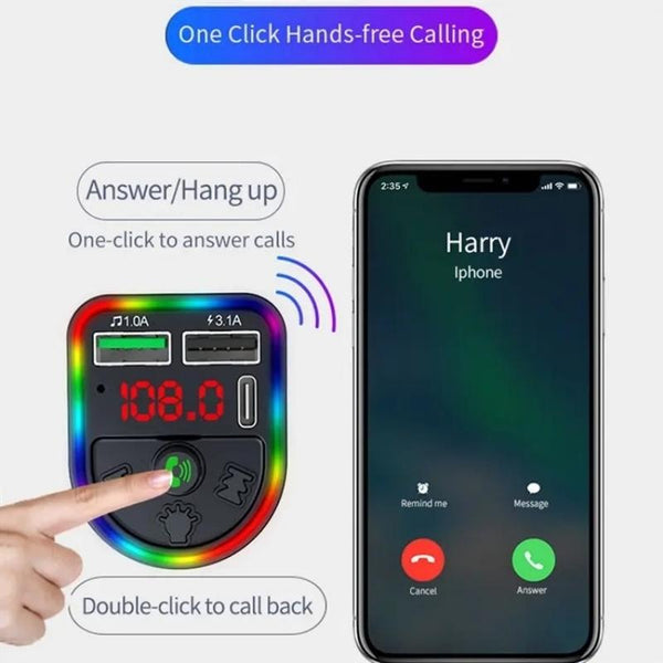 F21 PD + USB Car Charger Bluetooth Car Adapter Handsfree Call FM Transmitter MP3 Music Player