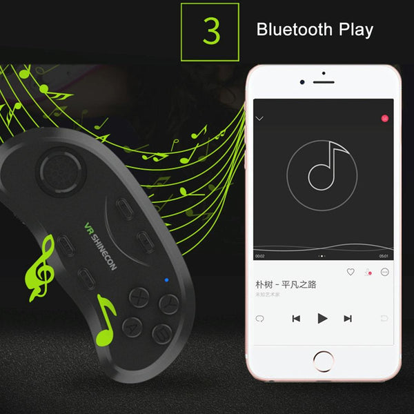 VR Shinecon 3D Movie Games Virtual Reality Glasses Bluetooth Remote Controller Gamepad(Black)