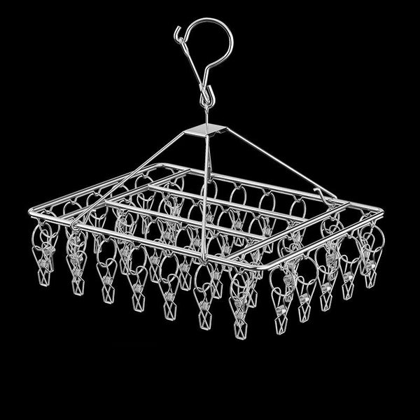 Square Socks Drying Hanger Stainless Steel Multifunctional Windproof Drying Rack, Style: 40x30cm 40 Clips
