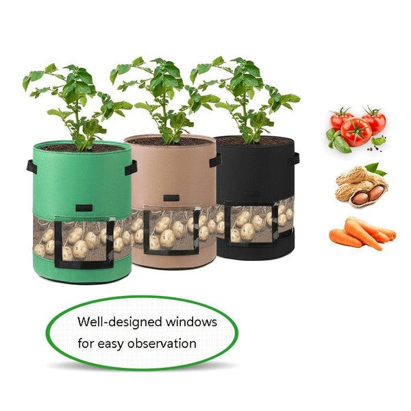 2 PCS 360 Degree Transparent Potato Bag In The Middle Covered Plant Growing Bag, Size: Medium (30x35cm) 26 Liters/7 Gallons(Black)