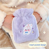 Plush Embroidery Washable Can Be Crossbody Water-Filled Warm Water Bag Purple Bunny+Strap