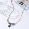 N2211-6 Green Crystal Hip-Hop Flat Snake Chain Dual-Layer Snake Bone Chain