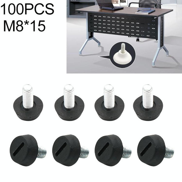 100 PCS Adjustable Foot Pad Furniture Screw Support Stub, M8x15