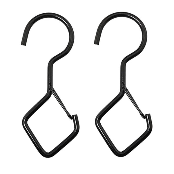 2pcs Household S Hooks For Hanging Metal Windproof Hooks With Safety Buckle, Color: Black