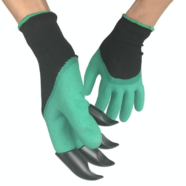 A Pair Latex Protective Insulated Gloves with Claws ABS Plastic Gloves for Digging and Planting, The Right One with Claws