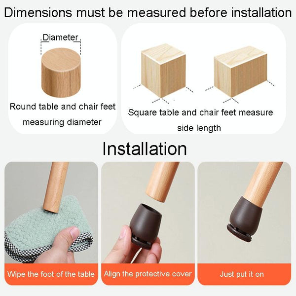 0.75 inch 8pcs /Set 15 Degree Tilt Table And Chair Feet One-Piece Shock-Absorbing Protective Cover For Chairs(Round)