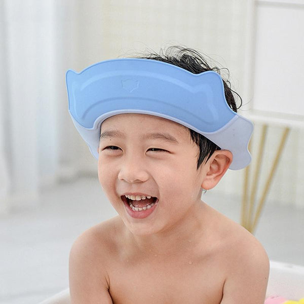 Shampoo Earmuffs Silicon Infant Wash Bath Cap Child Washing Hat(Blue)