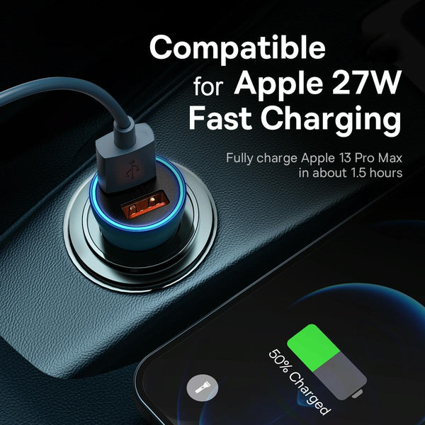 Baseus CCJDZ-MU 60W Dual USB Fast Charging Car Charger(Dark Grey)