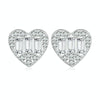 BSE766 Sterling Silver S925 Plated Platinum Sparkling Zirconia Heart Stud Earrings