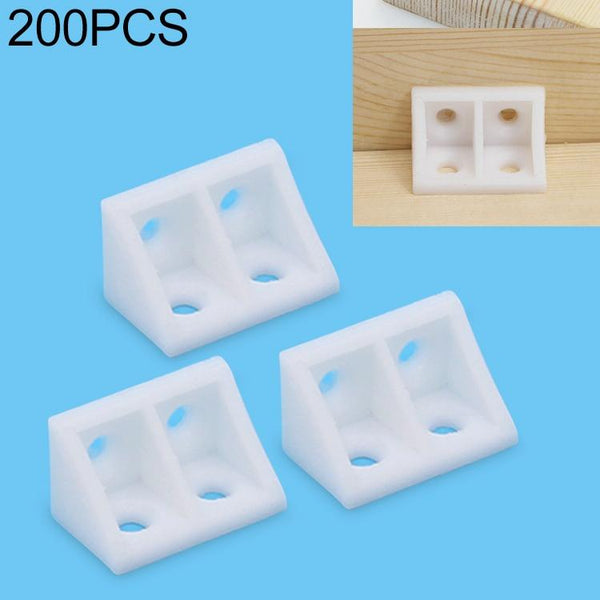 200 PCS Plastic Thickened Detachable Corner Connector Furniture Right Angle Board Bracket without Cover, Size: M (White)