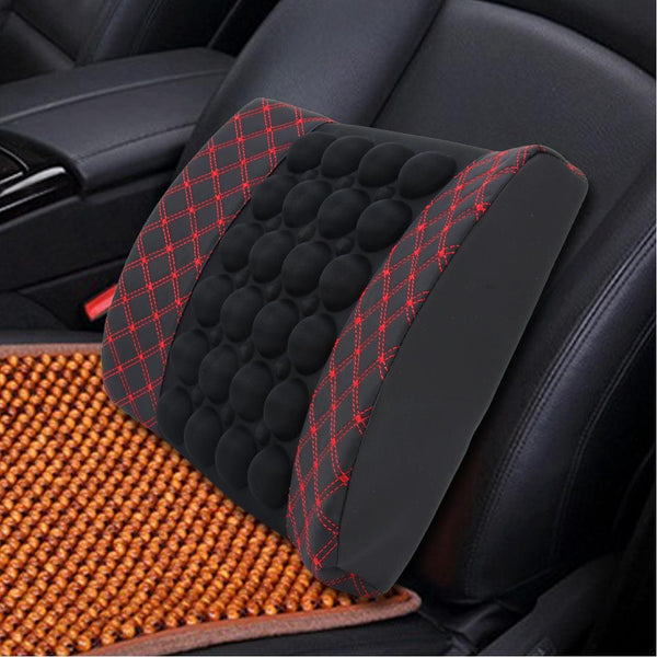 12V Four Season Chemical Fiber Wrapping Lumbar Seat Relaxation Waist Support Cushion for Car Office Family (Red)
