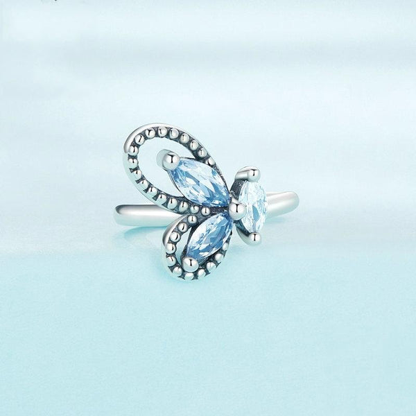 SCE1544 Sterling Silver S925 Butterfly Zircon Single Ear Cuff