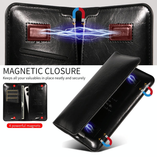 PU Flip Double Phone Card Slot Case, Size:19 x 11cm(Black)