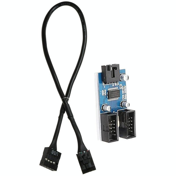 30cm Motherboard 9Pin USB2.0 1 In 2 Extension Cable With Chip Support Multiple Interface For Shared Use