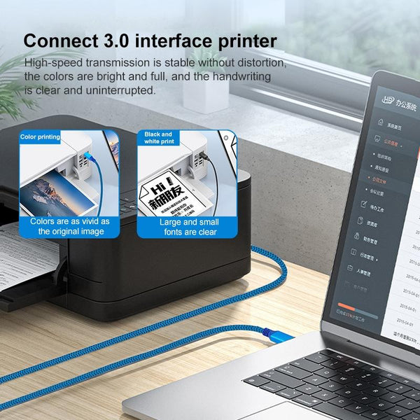 Printer / Hard Disk USB 3.0 A Male to B Male Connector Cable, Length:2m(Blue)
