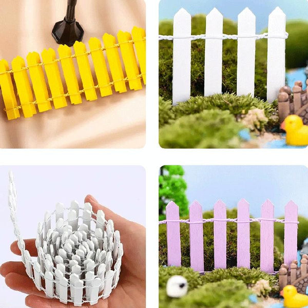 90cm Miniature Wooden Fence DIY Fairy Garden Mini Landscape Ornament(Green)