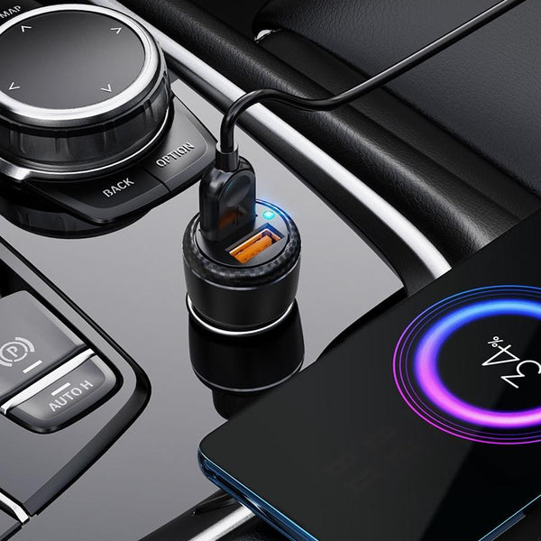 Borofone BZ17 Dual USB Ports QC3.0 Car Charger with Micro USB Charging Cable(Black)