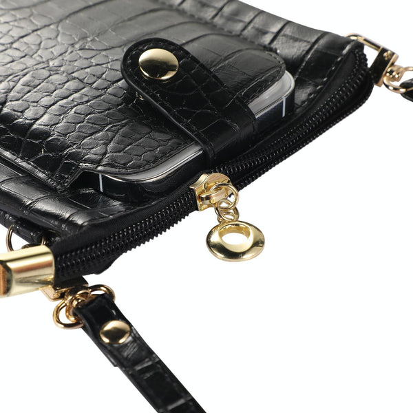 Stone Texture Card Holder Mobile Phone Zipper Bag with Long Strap(Beige)