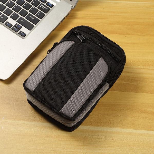 Multifunctional Casual Crossbody Mobile Phone Storage Waist Bag(Light gray + Black)