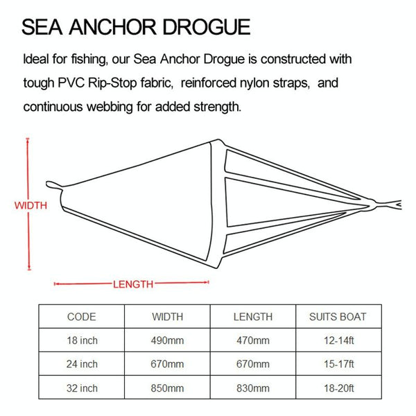 PVC Traction Drift Brake Fishing Sea Anchor, Size: 18 inch Orange With Black Rope+Float