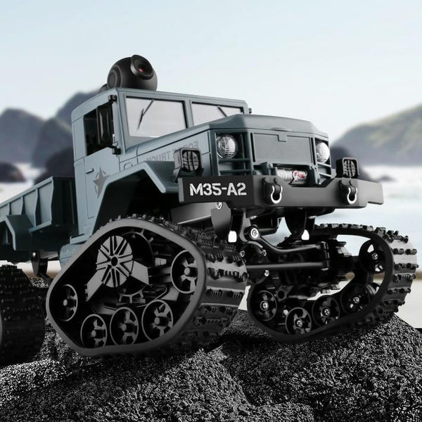 HD001B Four Wheel Drive Off-Road Climbing Load WIFI Control Real Walking Time Transmission Truck for Kids with LED Lights(Blue)