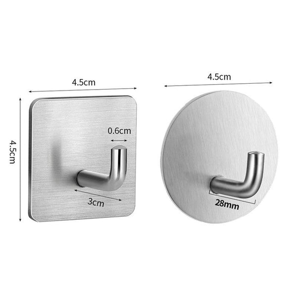 2pcs Stainless Steel Hooks Kitchen Bathroom Storage Behind Door Hooks With Adhesive, Style: Square Silver