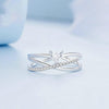 BSR336 Sterling Silver S925 Simple White Gold Plated Zirconia Multi-layered Ring(No.7)