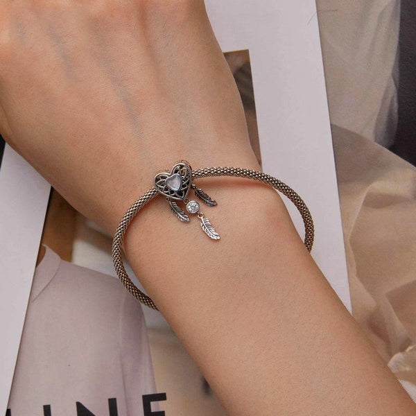 BSC749 Sterling Silver S925 Heart Zircon Dreamcatcher Bracelet Beads