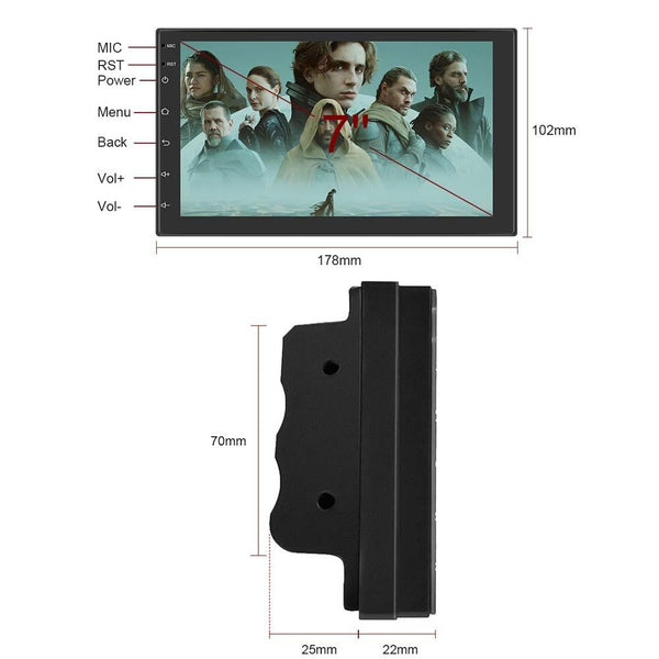 A2797 7 Inch Android WiFi 2+32G Central Control Large Screen Universal Car Navigation Reversing Video Player, Style: Standard+12Lights Camera