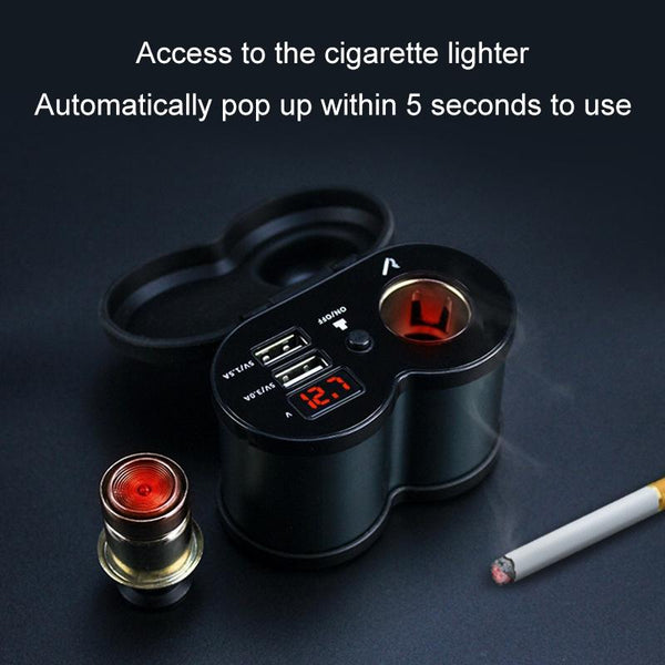 Portable Motorcycle Aluminum Alloy Dual USB Charger Cigarette Lighter (Gold)