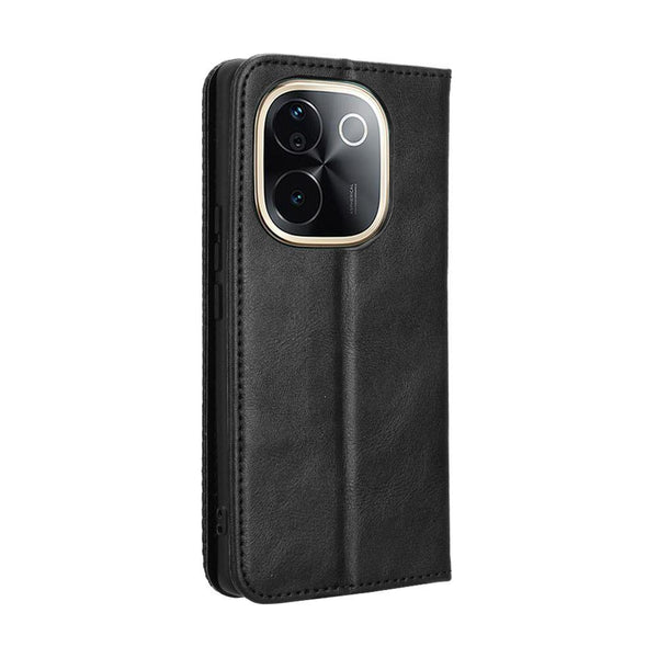 For vivo T3 Pro 5G / iQOO Z9S Pro 5G Magnetic Buckle Retro Texture Leather Phone Case(Black)