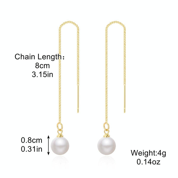 E2210-2 Pearl Long Ear Wire Women Simple Earrings