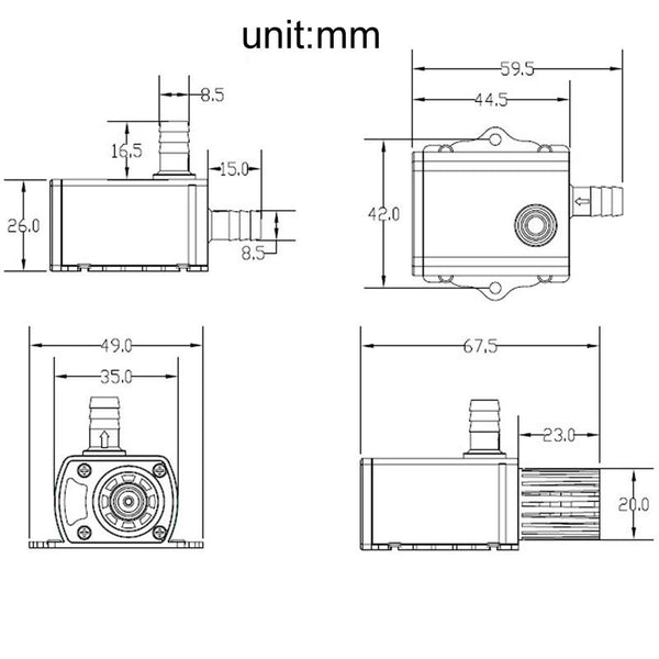 DC12V Solar Micro Brushless Cold Water Circulating Fountain Water Pump, Model: QR50E