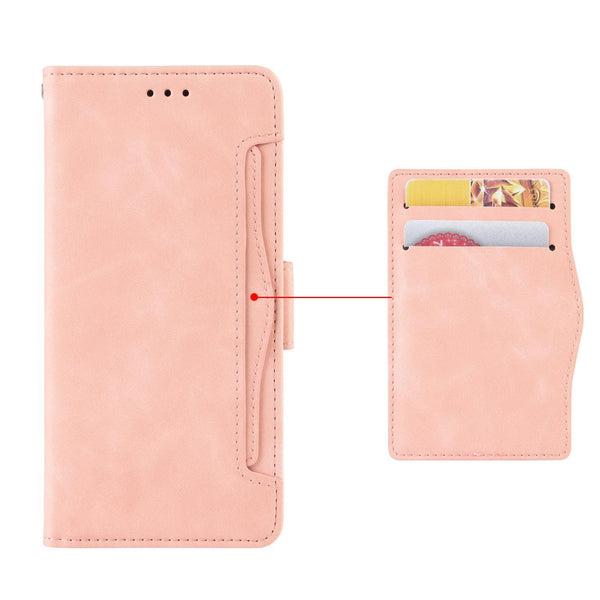 For vivo Y19s 4G Skin Feel Calf Texture Card Slots Leather Phone Case(Pink)