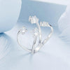 S925 Sterling Silver Double Layer Sparkling Zircon Open Adjustable Ring