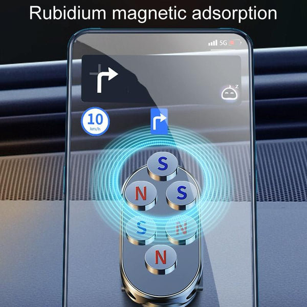 D11 Magnetic Folding Car Phone Holder Rotatable Dashboard Stick-On Navigation Stand(Black Gloosy)