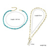 N2206-6 2pcs/set Rectangular Necklace Natural Turquoise Accessories Ladies Jewelry