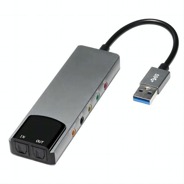 HY-601 6 in 1 USB Multi-Functional Sound Card USB + Audio 3.5 + 7.1CH / OPTICAL(Grey)