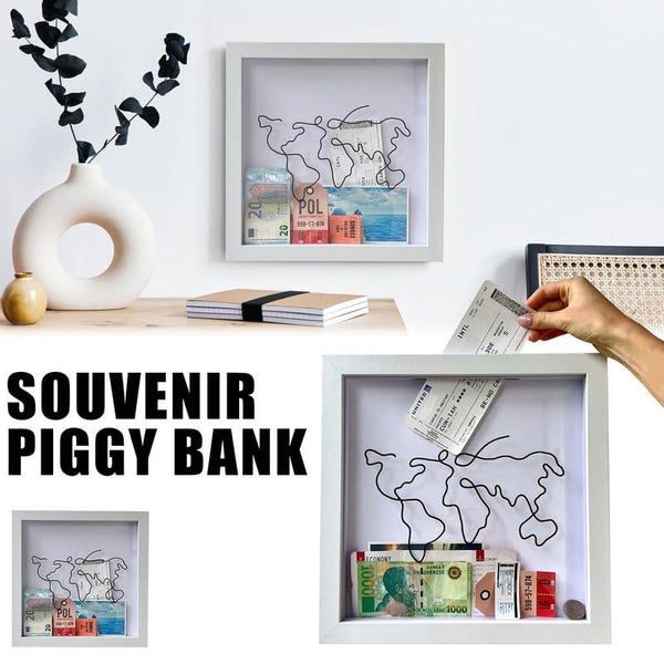 20 x 20cm Travel Shadow Box Frame with Slot for Keepsakes,Money,Ticket(Black)